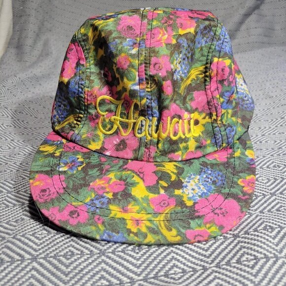 Hawaii Embroidery Floral Multicolored Thin Brim Snap Back Hat Onesize - Picture 1 of 6